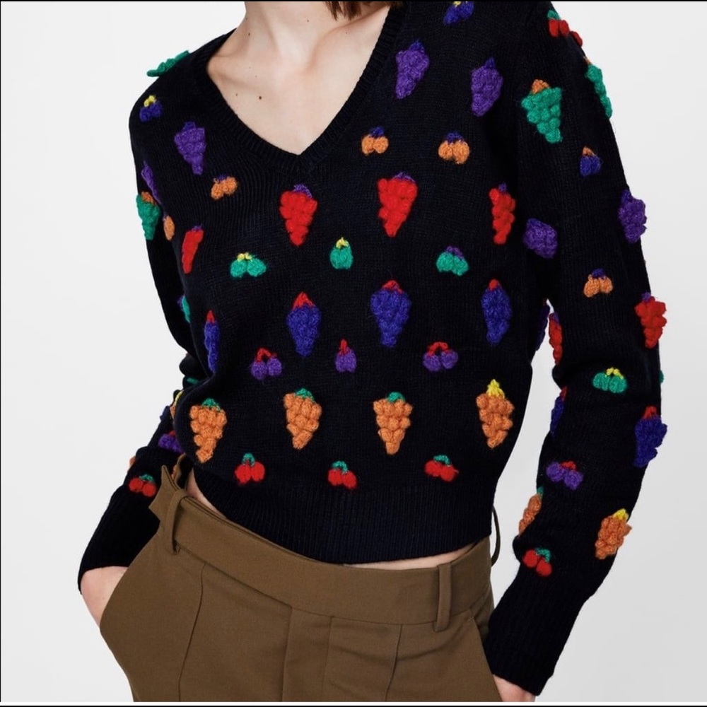 Zara Crochet Fruit Sweater
